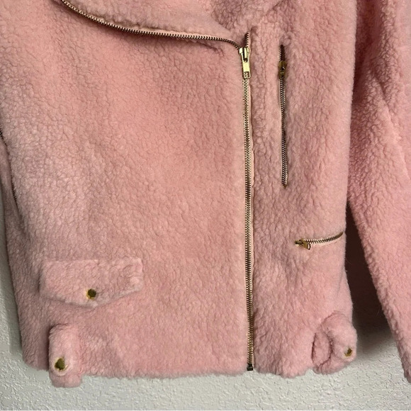 Beach Riot NWT Sherpa Moto Jacket Pink - Picture 7 of 10
